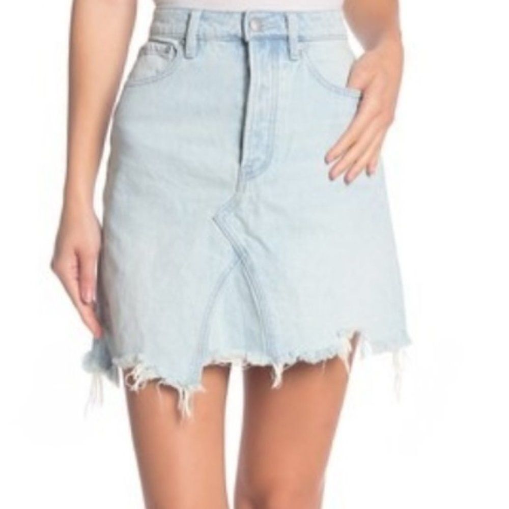 Free People Washed Denim Mini Skirt